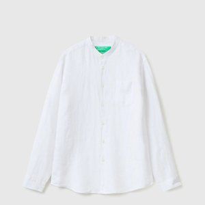 United Colors of Benetton white linen shirt - unisex men's women's S-M